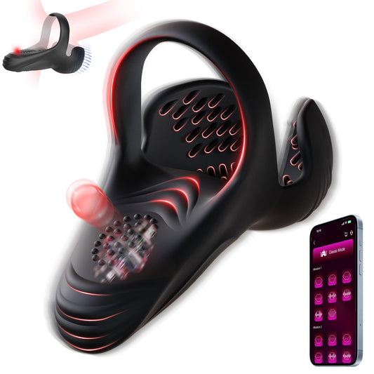 APP Contro 10 Pattern Vibrations Balls Dense Tickler Vibrating Penis Ring