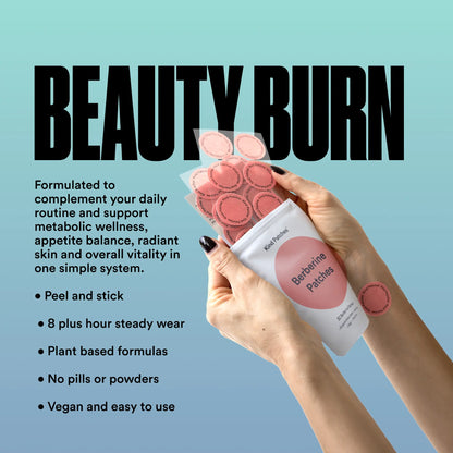 Kind Patches Beauty Burn Bundle: 30 MB + 30 Berberine + 30 Unpuff + 30 Super Glow + 30 Hair Support + 30 NAD+ Pacthes, Metabolic Balance & Digestive Health, Beauty Vitality & NAD+ Production Support, Natural Ingredients