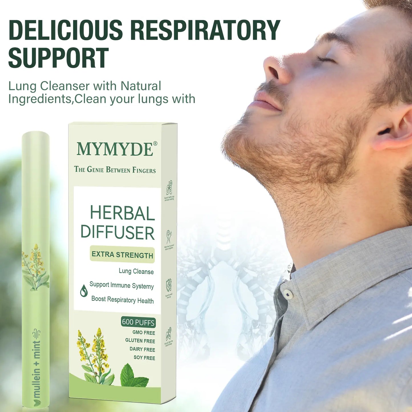 MYMYDE Thyme and mint extracts for lung detoxification and oral air freshening, herbal diffusion pen relaxation stick Solution